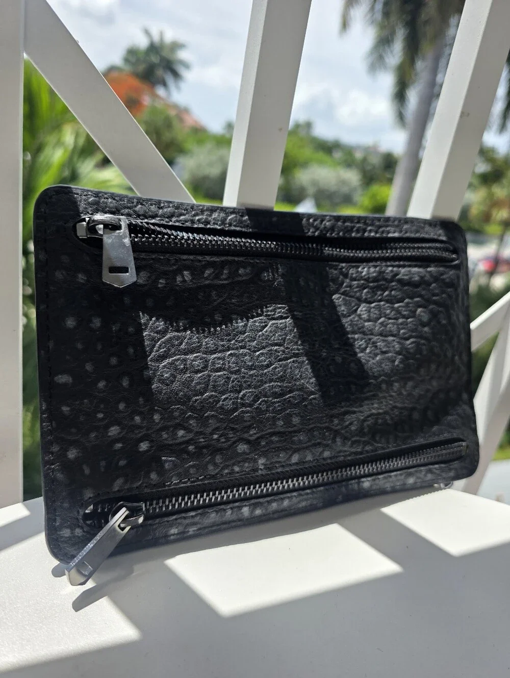 All Saints - Black Textured Zip Pouch4